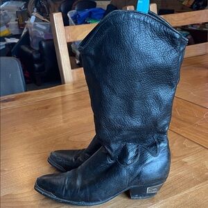 Dingo Black Leather Heeled Boots
